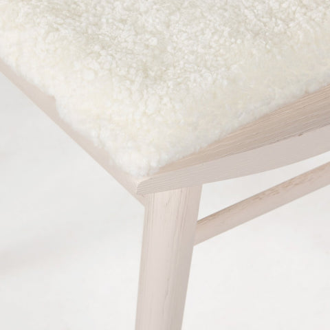 Lewis Windsor Chair, Off White + Shorn Sheepskin Cushion