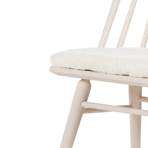 Lewis Windsor Chair, Off White + Shorn Sheepskin Cushion