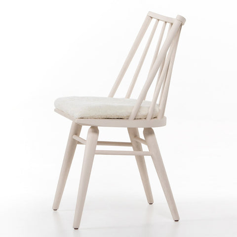 Lewis Windsor Chair, Off White + Shorn Sheepskin Cushion