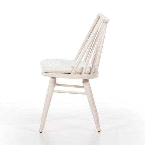 Lewis Windsor Chair, Off White + Shorn Sheepskin Cushion