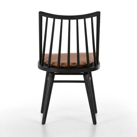 Lewis Windsor Chair, Black Oak + Whiskey Saddle Cushion