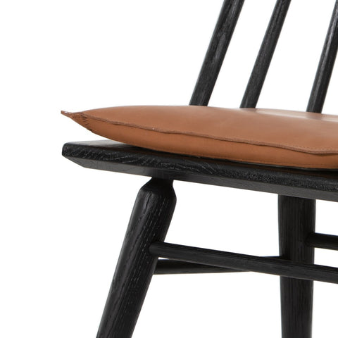 Lewis Windsor Chair, Black Oak + Whiskey Saddle Cushion