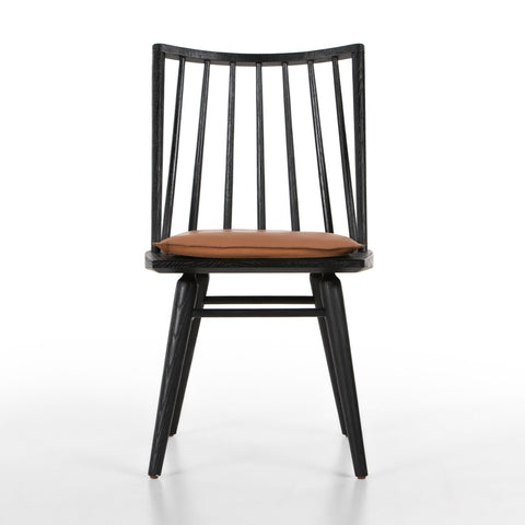 Lewis Windsor Chair, Black Oak + Whiskey Saddle Cushion