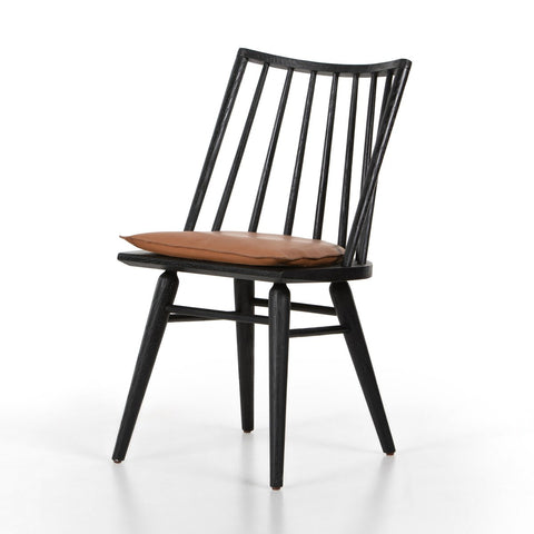 Lewis Windsor Chair, Black Oak + Whiskey Saddle Cushion