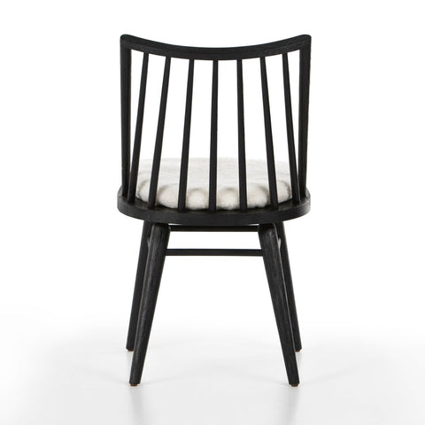 Lewis Windsor Chair, Black Oak + Shorn Sheepskin Cushion