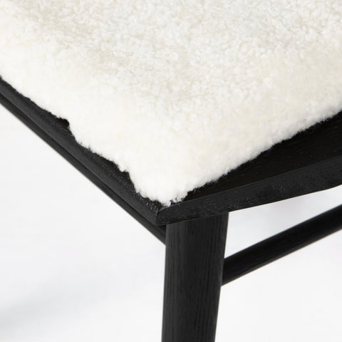 Lewis Windsor Chair, Black Oak + Shorn Sheepskin Cushion