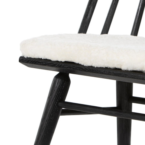 Lewis Windsor Chair, Black Oak + Shorn Sheepskin Cushion