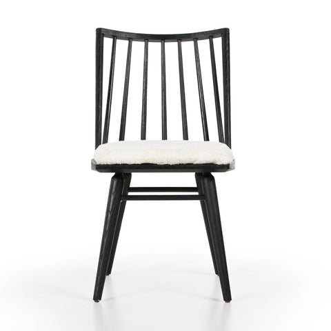 Lewis Windsor Chair, Black Oak + Shorn Sheepskin Cushion