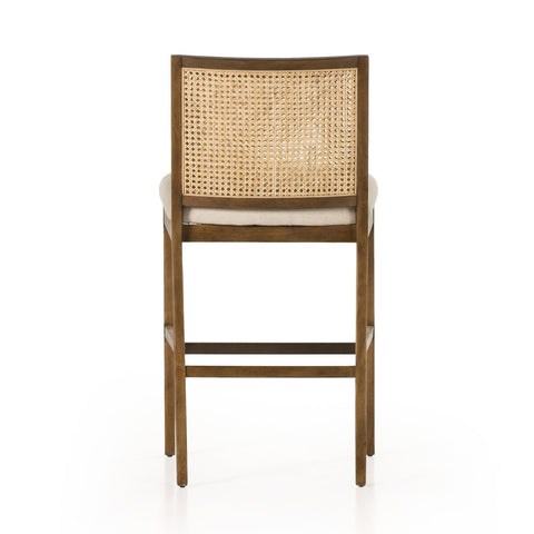 Antonia Cane Armless Bar Chair, Toasted Parawood/Savile Flax