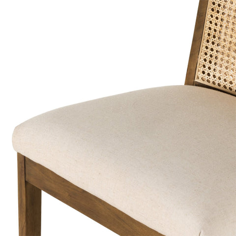 Antonia Cane Armless Bar Chair, Toasted Parawood/Savile Flax