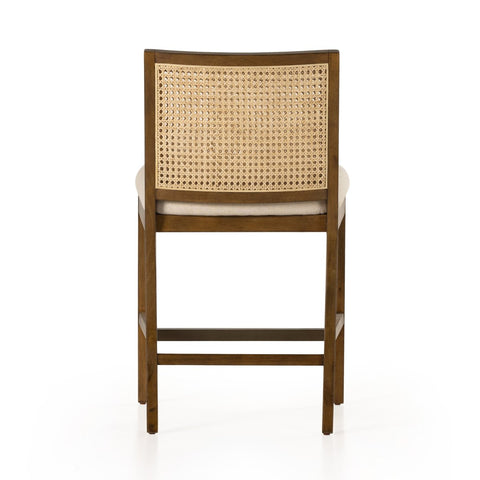 Antonia Cane Armless Counter Chair, Toasted Parawood/Savile Flax