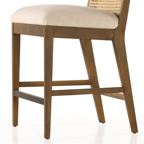 Antonia Cane Armless Counter Chair, Toasted Parawood/Savile Flax