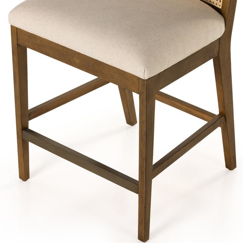 Antonia Cane Armless Counter Chair, Toasted Parawood/Savile Flax