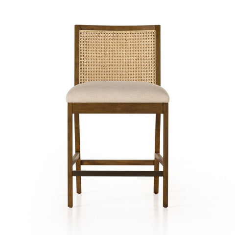 Antonia Cane Armless Counter Chair, Toasted Parawood/Savile Flax