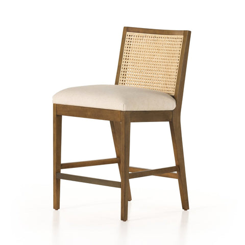 Antonia Cane Armless Counter Chair, Toasted Parawood/Savile Flax