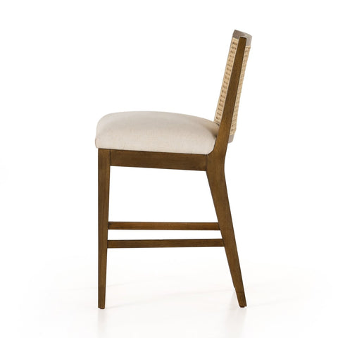 Antonia Cane Armless Counter Chair, Toasted Parawood/Savile Flax