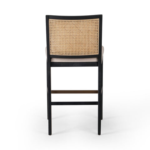 Antonia Cane Armless Bar Chair, Brushed Ebony/Savile Flax