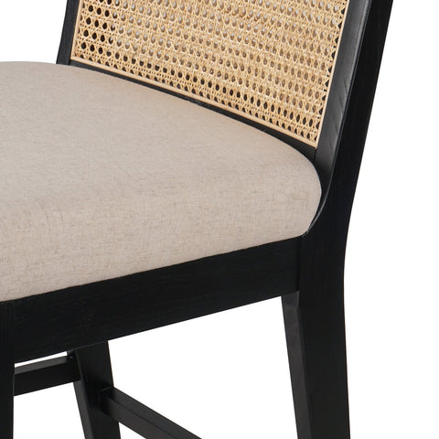 Antonia Cane Armless Bar Chair, Brushed Ebony/Savile Flax