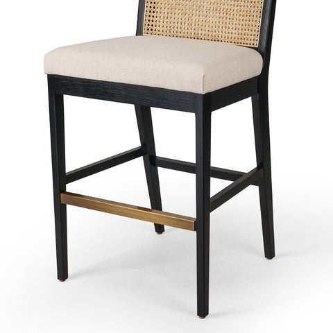 Antonia Cane Armless Bar Chair, Brushed Ebony/Savile Flax