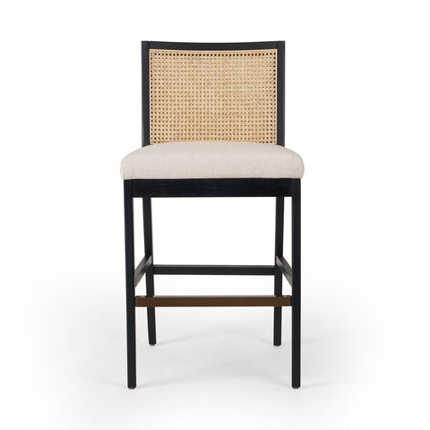 Antonia Cane Armless Bar Chair, Brushed Ebony/Savile Flax