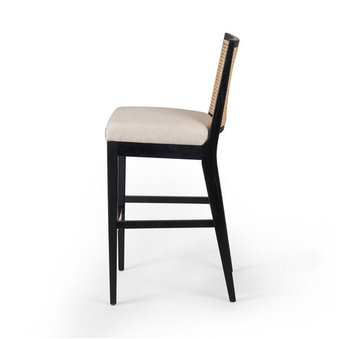 Antonia Cane Armless Bar Chair, Brushed Ebony/Savile Flax