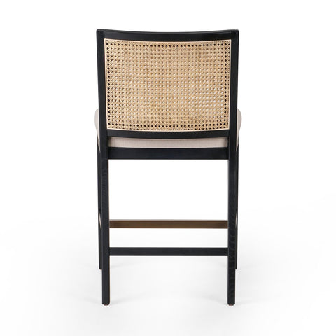 Antonia Cane Armless Counter Chair, Brushed Ebony/Savile Flax