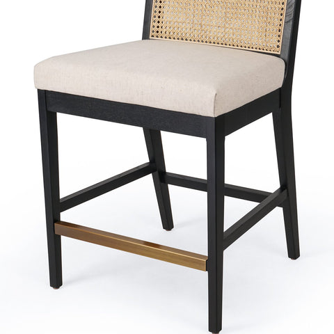 Antonia Cane Armless Counter Chair, Brushed Ebony/Savile Flax