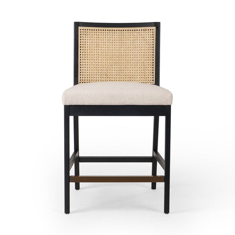 Antonia Cane Armless Counter Chair, Brushed Ebony/Savile Flax