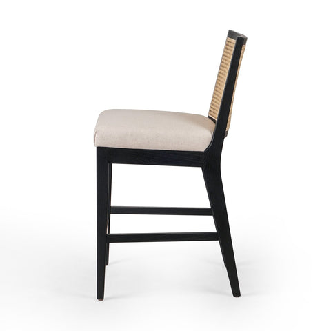 Antonia Cane Armless Counter Chair, Brushed Ebony/Savile Flax