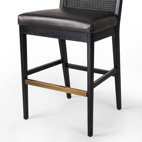 Antonia Cane Armless Bar Chair, Brushed Ebony/Sonoma Black