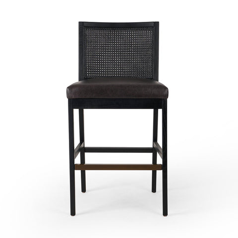 Antonia Cane Armless Bar Chair, Brushed Ebony/Sonoma Black