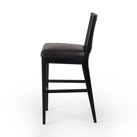 Antonia Cane Armless Bar Chair, Brushed Ebony/Sonoma Black