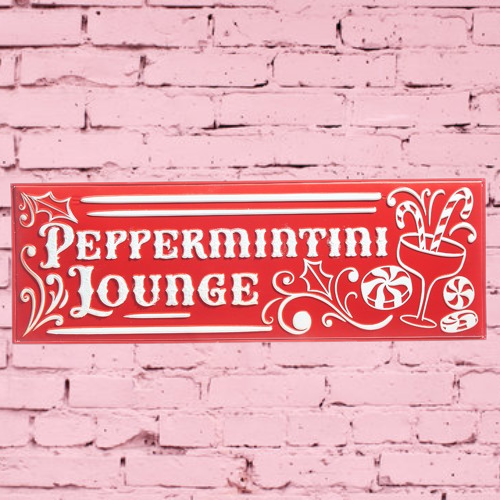 Peppermintini Lounge Embossed Metal Sign