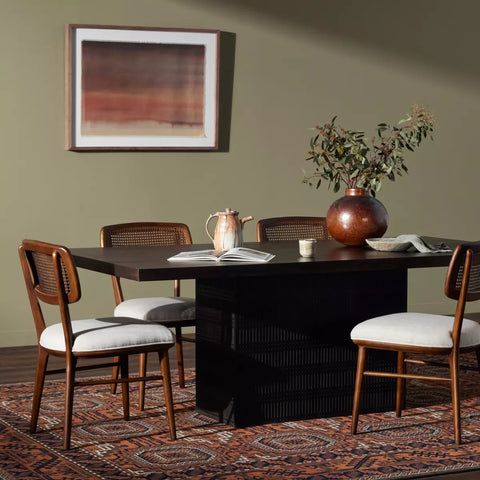Kelby Dining Table, Carved Vintage Brown