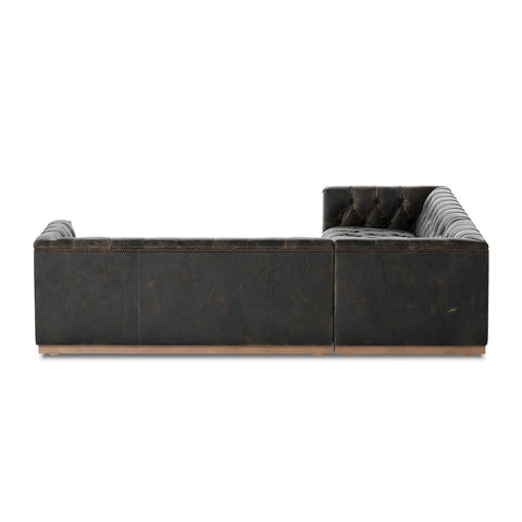 Maxx Leather 3-Piece Sectional, Destroyed Black