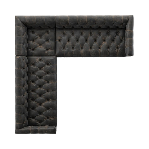 Maxx Leather 3-Piece Sectional, Destroyed Black