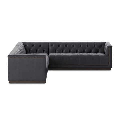 Maxx Leather 3-Piece Sectional, Heirloom Black