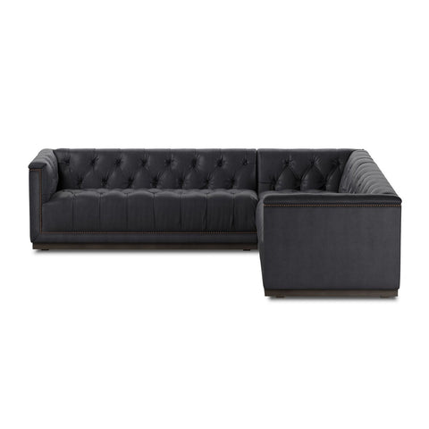 Maxx Leather 3-Piece Sectional, Heirloom Black