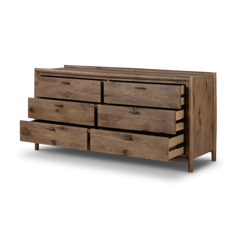 Glenview 6 Drawer Dresser - Weathered Oak Veneer