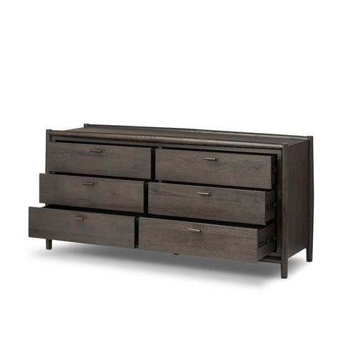 Glenview 6 Drawer Dresser - Cracked Smoked Black Veneer