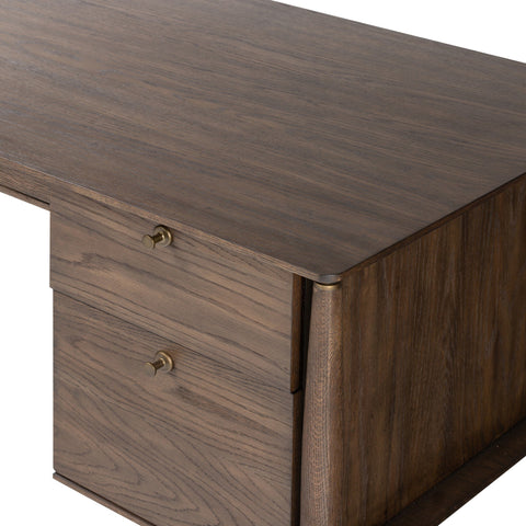 Markia Executive Desk - Aged Oak Veneer