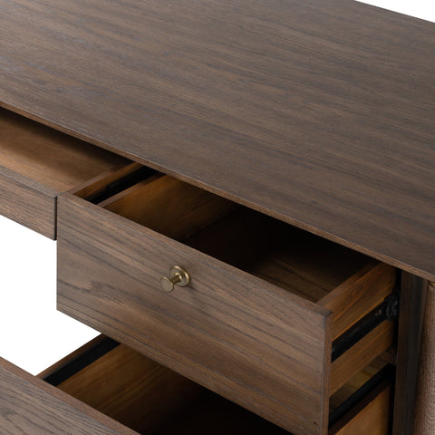 Markia Executive Desk - Aged Oak Veneer