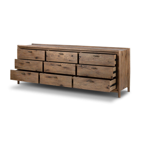 Glenview 9 Drawer Dresser - Weathered Oak Veneer