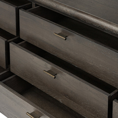 Glenview 9 Drawer Dresser - Cracked Smoked Black Veneer