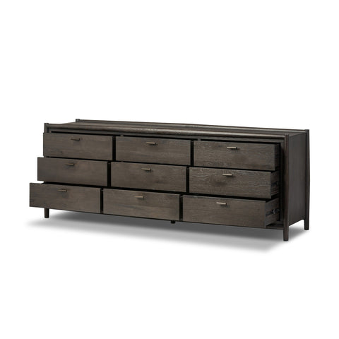 Glenview 9 Drawer Dresser - Cracked Smoked Black Veneer