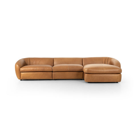 Saldana 3 Piece Sectional W/Chaise - Lorento Cognac