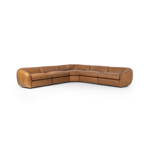 Saldana 5Pc Sectional - Lorento Cognac