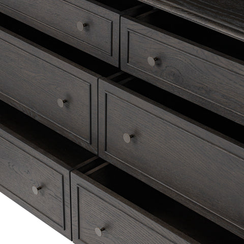 Four Hands Maggie 6 Drawer Dresser - Smoked Black Oak Veneer Four Hands Maggie 6 Drawer Dresser - Smoked Black Oak Veneer