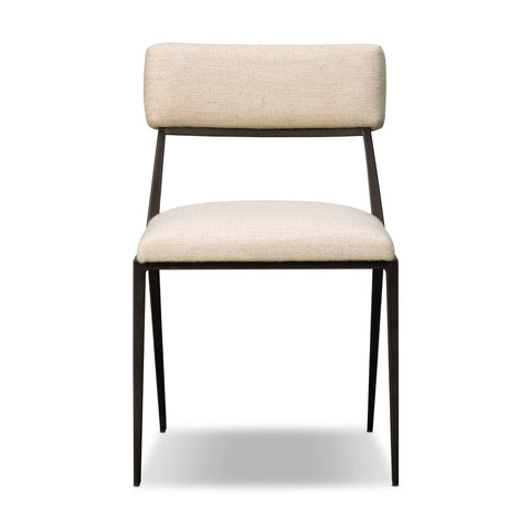 Somerson Dining Chair - Woven Thames Cream, Iron, Modern, Hospitality Rated