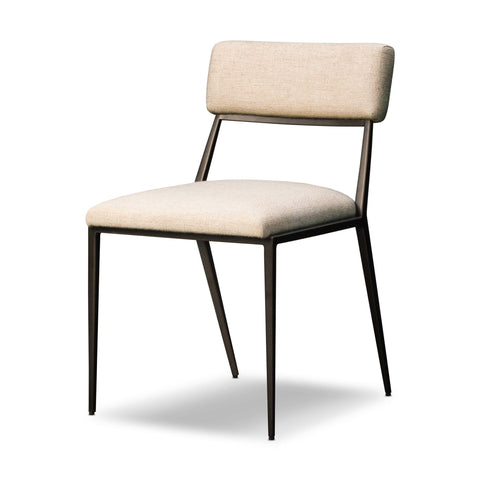 Somerson Dining Chair - Woven Thames Cream, Iron, Modern, Hospitality Rated